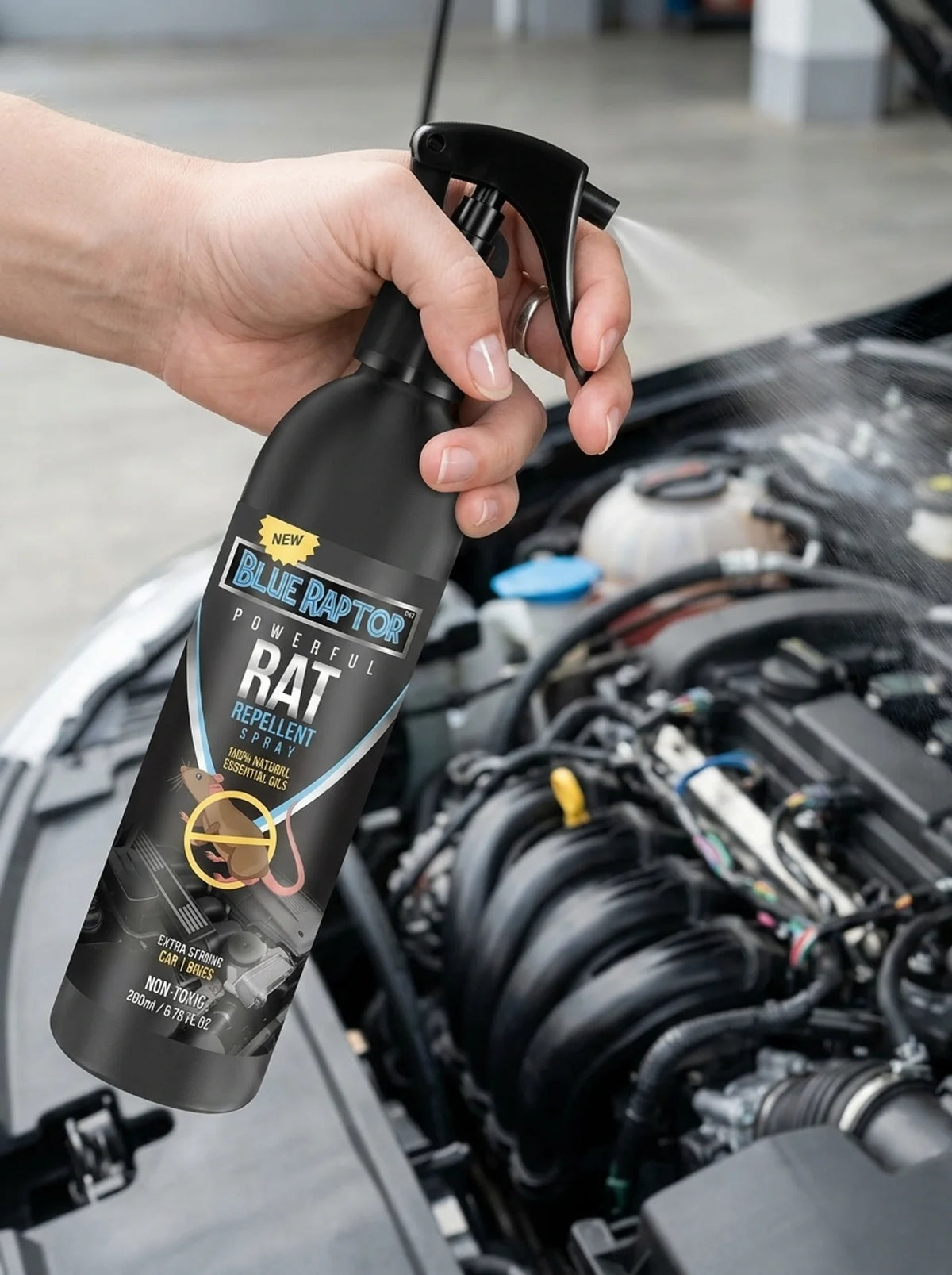 Blue Raptor Rat Repellent Spray for Cars – Powerful Rodent Protection